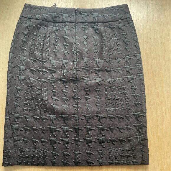 Turnover black Skirt cotton viscose textured houndstooth size 6 back zipper - Picture 2 of 5